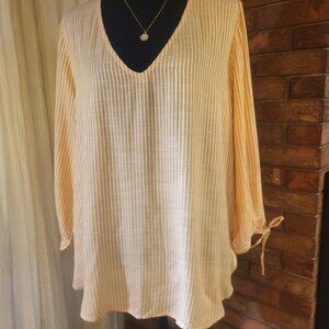 New with Tags! H&M Yellow & White Striped Flowy Blouse - Size 8